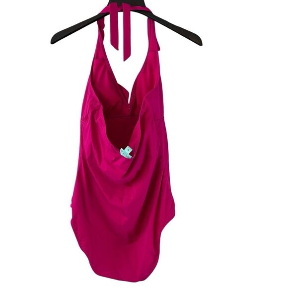 Assets Spanx Glamour Ruffle One Piece Swimsuit Fuchsia Berry Pink, Size XL - Picture 4 of 7